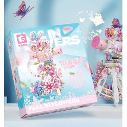 SEMBO 611106 MÁY ẢNH CỔ ĐIỂN HOA VÀ BƯỚM bộ đồ chơi xếp lắp ráp ghép mô hình FALL IN FLOWERS 1109 khối