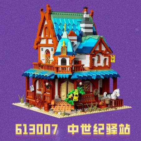 ZHEGAO 613007 NHÀ TRỌ HUẤN LUYỆN THỜI TRUNG CỔ bộ đồ chơi xếp lắp ráp ghép mô hình Medieval Castle MEDIEVAL POST STATION BUILDING Chiến Tranh Trung Cổ 1767 khối