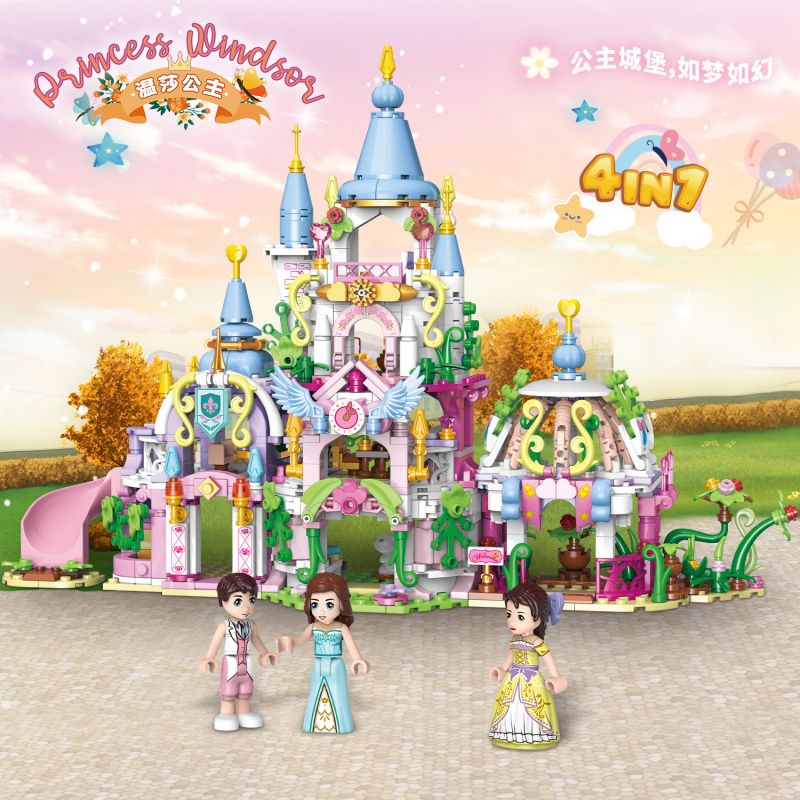 ZHEGAO 921012 CÔNG CHÚA WINDSOR LÂU ĐÀI TƯỞNG TƯỢNG 4 KẾT HỢP bộ đồ chơi xếp lắp ráp ghép mô hình Girl Con Gái 983 khối