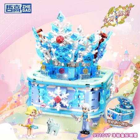 ZHEGAO 921017 BÍ MẬT ĐÁ QUÝ LÂU ĐÀI VƯƠNG MIỆN KIM CƯƠNG BĂNG bộ đồ chơi xếp lắp ráp ghép mô hình Girl Con Gái 408 khối