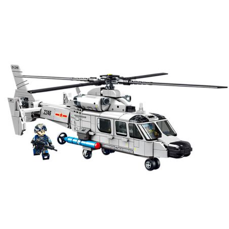 SEMBO 202246 VINH QUANG CỦA NƯỚC MẠNH TRỰC THĂNG HOẠT ĐỘNG TRÊN TÀU SÂN BAY Z-9 bộ đồ chơi xếp lắp ráp ghép mô hình Military Army Quân Sự Bộ Đội 449 khối