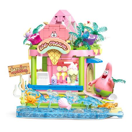 SEMBO 612220 SPONGEBOB SQUAREPANTS CẢNH ĐƯỜNG PHỐ ĐẦY MÀU SẮC NGÔI NHÀ TRÁNG MIỆNG TRÊN ĐẢO bộ đồ chơi xếp lắp ráp ghép mô hình Movie & Game SPONGEBOB SWEET SUMMER Phim Và Trò Chơi 509 khối