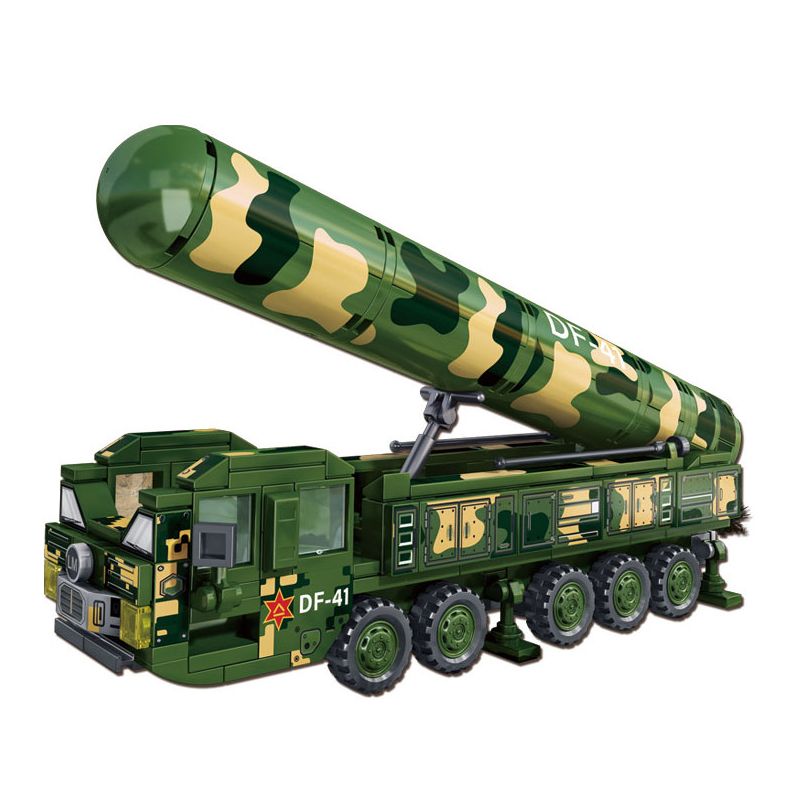 LE YI 88003 XE TÊN LỬA ĐẠN ĐẠO DONGFENG 41 bộ đồ chơi xếp lắp ráp ghép mô hình Military Army DF-41 BALLISTIC MISSILE Quân Sự Bộ Đội 350 khối