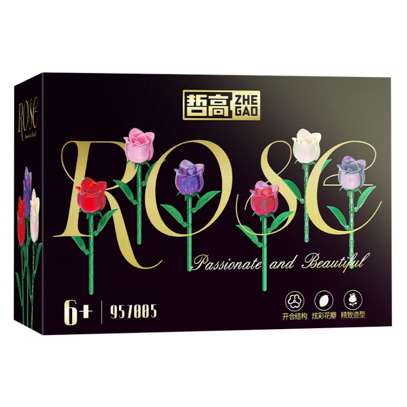 ZHEGAO 957005 HOA HỒNG bộ đồ chơi xếp lắp ráp ghép mô hình Creator Sáng Tạo