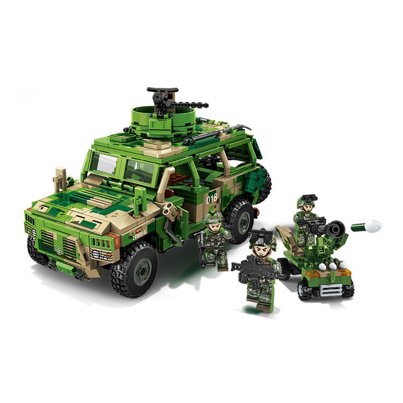 SEMBO 203179 XE TUẦN TRA BIÊN GIỚI CÓ BÁNH bộ đồ chơi xếp lắp ráp ghép mô hình Military Army Quân Sự Bộ Đội 644 khối