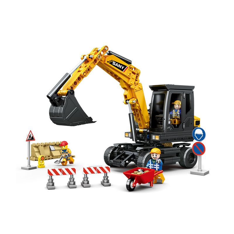 SEMBO 712057 SANY HEAVY INDUSTRY MÁY XÚC BÁNH LỐP bộ đồ chơi xếp lắp ráp ghép mô hình City Thành Phố 496 khối