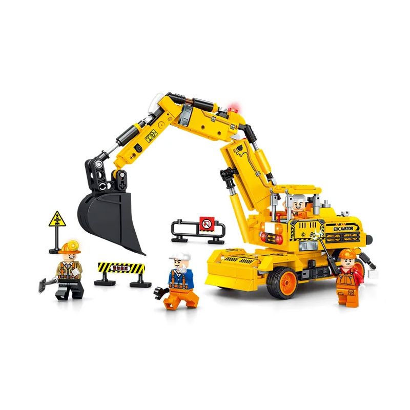 SEMBO 104008 104009 104010 104011 CUỘC SỐNG THÀNH PHỐ MÁY XÚC BÁNH XE 4 TỔ HỢP bộ đồ chơi xếp lắp ráp ghép mô hình City 673 khối