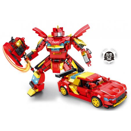 WOMA C3001 3001 MECHAS ĐANG BAY LÊN VỚI NGỌN LỬA ĐỎ bộ đồ chơi xếp lắp ráp ghép mô hình Racers Đua Tốc Độ 347 khối