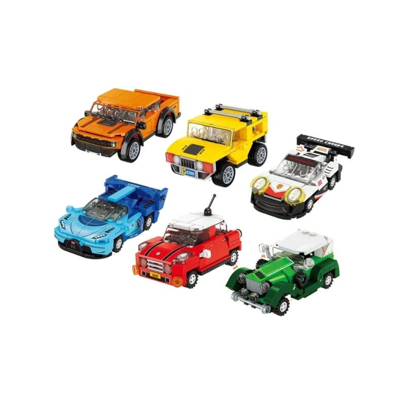 FORANGE FC8299 8299 XE KÉO LÙI 2.0 6 MẪU bộ đồ chơi xếp lắp ráp ghép mô hình Racers Đua Tốc Độ 607 khối