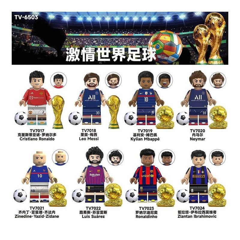 TV 6503 7017 7018 7019 7020 7021 7022 7023 7024 NHÂN VẬT NGÔI SAO BÓNG ĐÁ 8 LOẠI bộ đồ chơi xếp lắp ráp ghép mô hình City Thành Phố