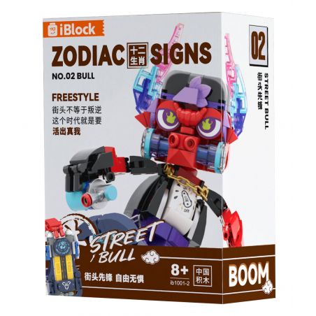 IBLOCK IB1001-2 1001-2 CẬU BÉ TRƯỢT VÁN-CON BÒ XẤU XÍ bộ đồ chơi xếp lắp ráp ghép mô hình ZODIAC SIGNS FREESTYLE STREET BULL