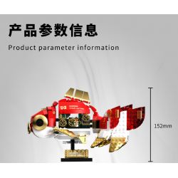 TAKUGI T7004 7004 HƠI NƯỚC DA VINCI CÁ VÀNG LỬA ĐỎ bộ đồ chơi xếp lắp ráp ghép mô hình STEAM DAVINCI RED RYUKIN GOLDFISH