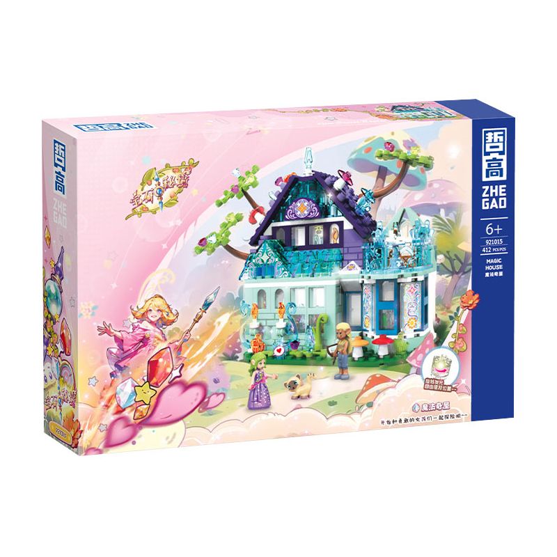 ZHEGAO 921015 BÍ MẬT ĐÁ QUÝ NGÔI NHÀ MA THUẬT bộ đồ chơi xếp lắp ráp ghép mô hình Girl Con Gái 412 khối