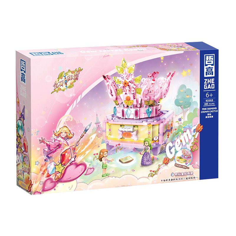 ZHEGAO 921018 BÍ MẬT ĐÁ QUÝ LÂU ĐÀI VƯƠNG MIỆN KIM CƯƠNG HỒNG bộ đồ chơi xếp lắp ráp ghép mô hình Girl Con Gái 405 khối