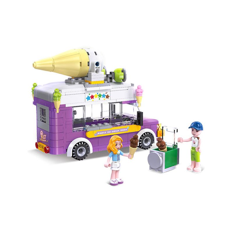 JIESTAR 59239 HƯỚNG DẪN MINH HỌA CUỘC SỐNG ĐÔ THỊ XE BÁN KEM bộ đồ chơi xếp lắp ráp ghép mô hình Girl ICE CREAM VAN Con Gái 279 khối