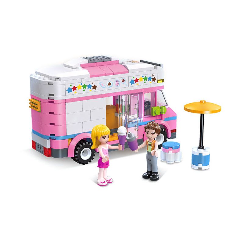 JIESTAR 59241 HƯỚNG DẪN MINH HỌA CUỘC SỐNG ĐÔ THỊ XE BÁN ĐỒ ĂN bộ đồ chơi xếp lắp ráp ghép mô hình Girl DREAM TOWN FOOD TRUCK Con Gái 251 khối