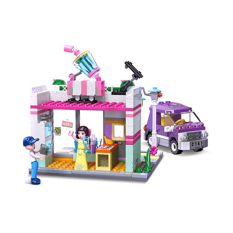 JIESTAR 59242 MINH HỌA CUỘC SỐNG ĐÔ THỊ CỬA HÀNG ĐỒ UỐNG bộ đồ chơi xếp lắp ráp ghép mô hình Girl DREAM TOWN BEVERAGE SHOP Con Gái 287 khối