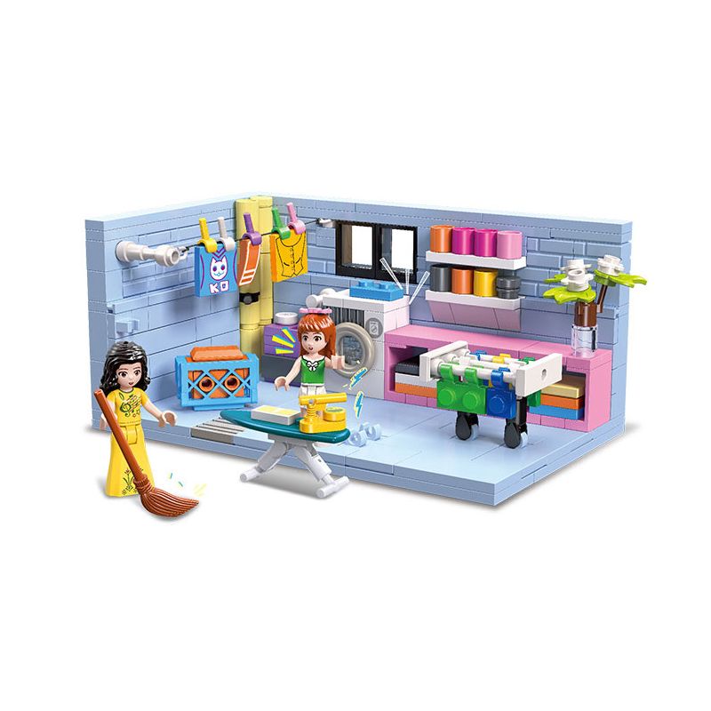 JIESTAR 59247 NHÀ CỦA TÔI PHÒNG GIẶT ỦI bộ đồ chơi xếp lắp ráp ghép mô hình Girl LAUNDRY Con Gái 329 khối