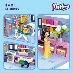 JIESTAR 59247 NHÀ CỦA TÔI PHÒNG GIẶT ỦI bộ đồ chơi xếp lắp ráp ghép mô hình Girl LAUNDRY Con Gái 329 khối