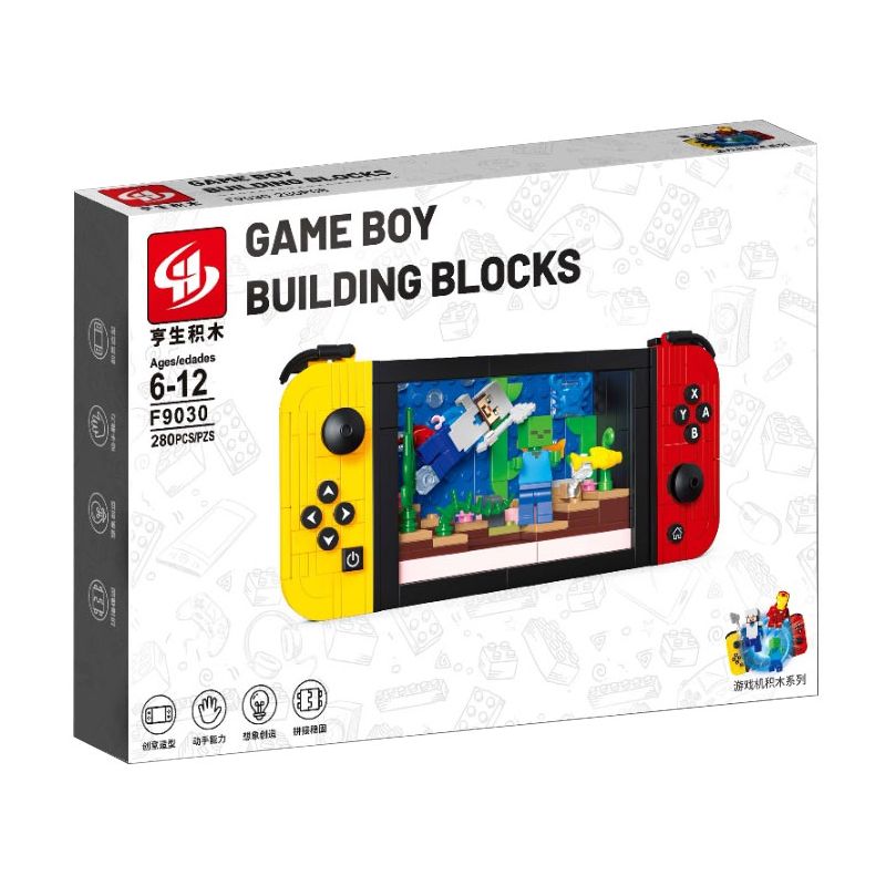 HENGSHENG F9030 9030 MÁY CHƠI GAME BOY bộ đồ chơi xếp lắp ráp ghép mô hình Minecraft Game Xây Dựng 280 khối