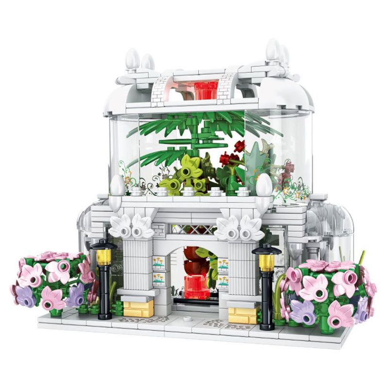 GAOMISI T2069 2069 CỬA HÀNG HOA THỦY TINH bộ đồ chơi xếp lắp ráp ghép mô hình FLOWER SHOP 597 khối
