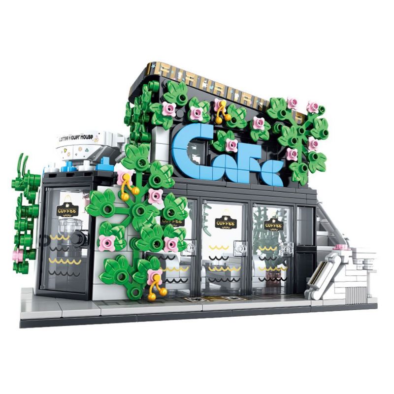 GAOMISI T2070 2070 NHÀ HOA CÀ PHÊ bộ đồ chơi xếp lắp ráp ghép mô hình COFFEE HOUSE 564 khối