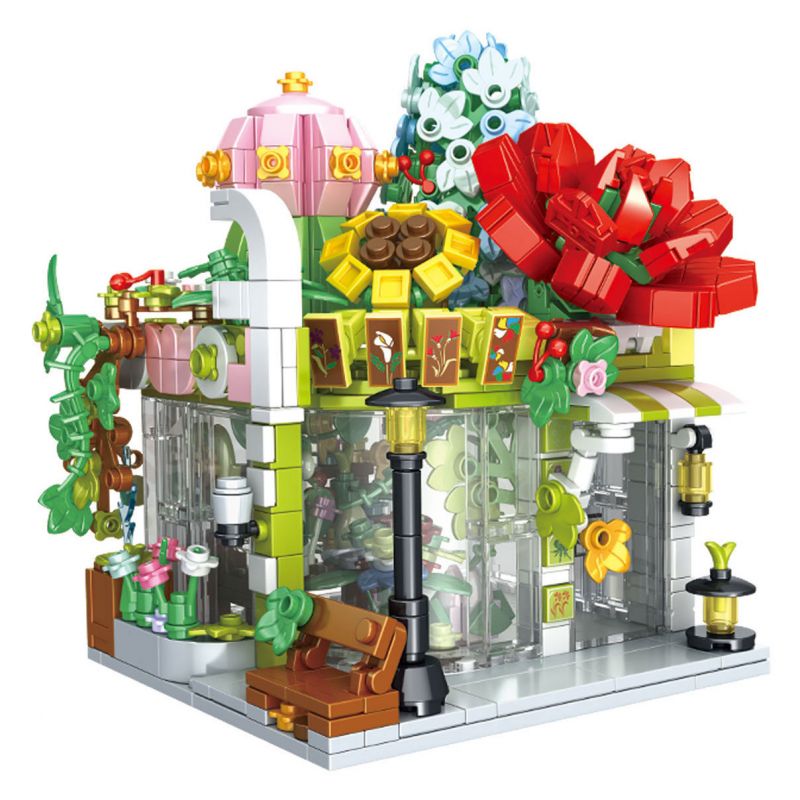 GAOMISI T2072 2072 CỬA HÀNG HOA GÓC bộ đồ chơi xếp lắp ráp ghép mô hình FLOWER SHOP 741 khối