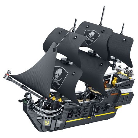 GAOMISI T2073 2073 TÀU CƯỚP BIỂN NGỌC TRAI ĐEN bộ đồ chơi xếp lắp ráp ghép mô hình Pirates Of The Caribbean THE BLACK PEAEL Cướp Biển Vùng Caribe 921 khối