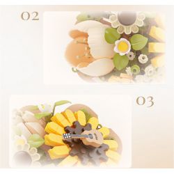 WEILE CREATION 2160 TIẾNG HOA KHÔNG NGỦ TRĂNG THU ĐẦY HƯỚNG DƯƠNG bộ đồ chơi xếp lắp ráp ghép mô hình Creator Sáng Tạo 385 khối