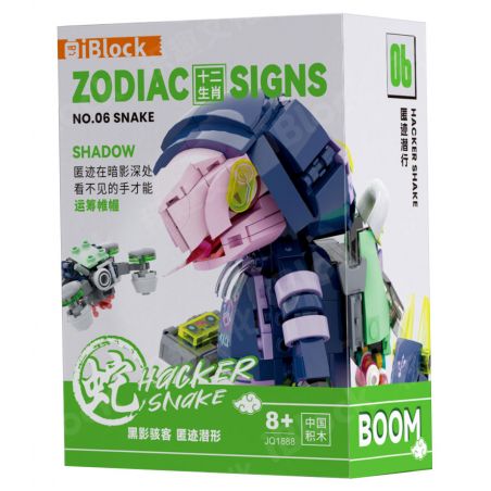 IBLOCK IB1001-6 1001-6 HẮC BÓNG HACKER SI RẮN bộ đồ chơi xếp lắp ráp ghép mô hình ZODIAC SIGNS SHADOW SNAKE