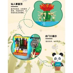 ZHEGAO 663012-3 CỬA HÀNG HOA GẤU TRÚC XƯƠNG RỒNG bộ đồ chơi xếp lắp ráp ghép mô hình PANDA FLOWER SHOP CACTUS 485 khối