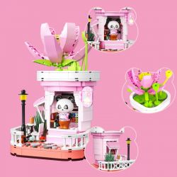 ZHEGAO 663012-4 NGƯỜI BÁN HOA GẤU TRÚC bộ đồ chơi xếp lắp ráp ghép mô hình PANDA FLOWER SHOP LOTUS 505 khối