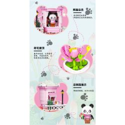 ZHEGAO 663012-4 NGƯỜI BÁN HOA GẤU TRÚC bộ đồ chơi xếp lắp ráp ghép mô hình PANDA FLOWER SHOP LOTUS 505 khối