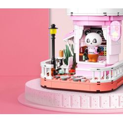 ZHEGAO 663012-4 NGƯỜI BÁN HOA GẤU TRÚC bộ đồ chơi xếp lắp ráp ghép mô hình PANDA FLOWER SHOP LOTUS 505 khối