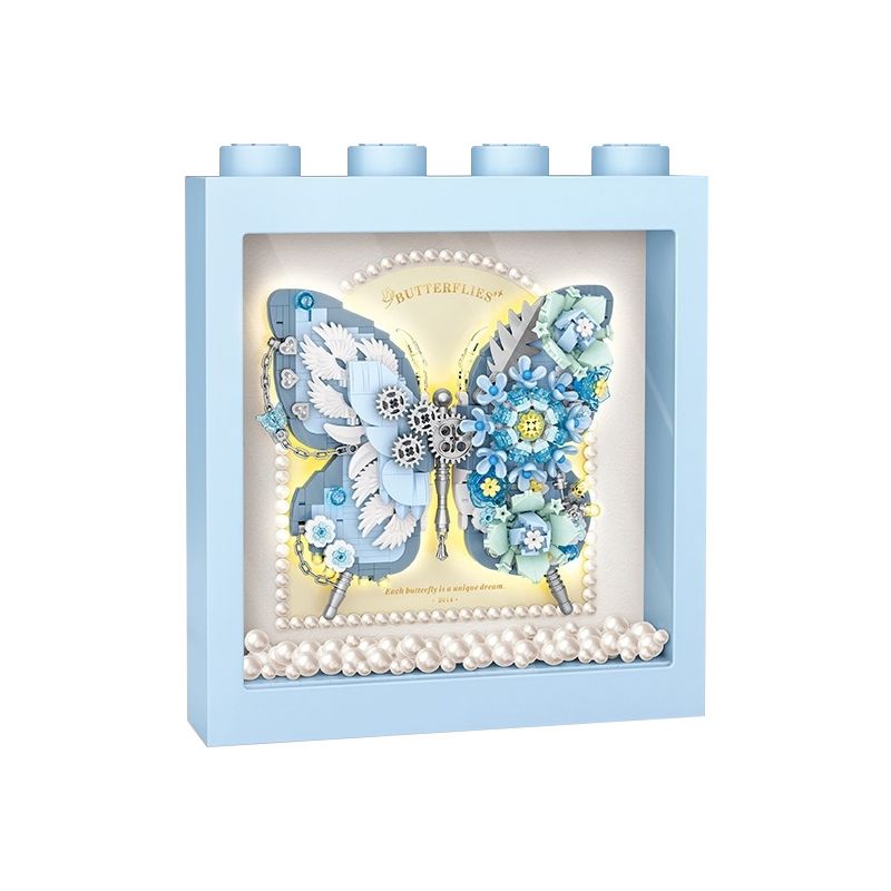 LOZ 1961 KHUNG ẢNH GIẤC MƠ HOA BƯỚM XANH bộ đồ chơi xếp lắp ráp ghép mô hình Arts & Crafts BUTTERFLY 839 khối
