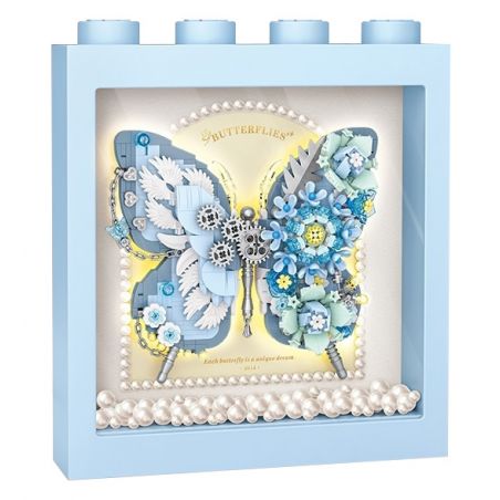 LOZ 1961 KHUNG ẢNH GIẤC MƠ HOA BƯỚM XANH bộ đồ chơi xếp lắp ráp ghép mô hình Arts & Crafts BUTTERFLY 839 khối