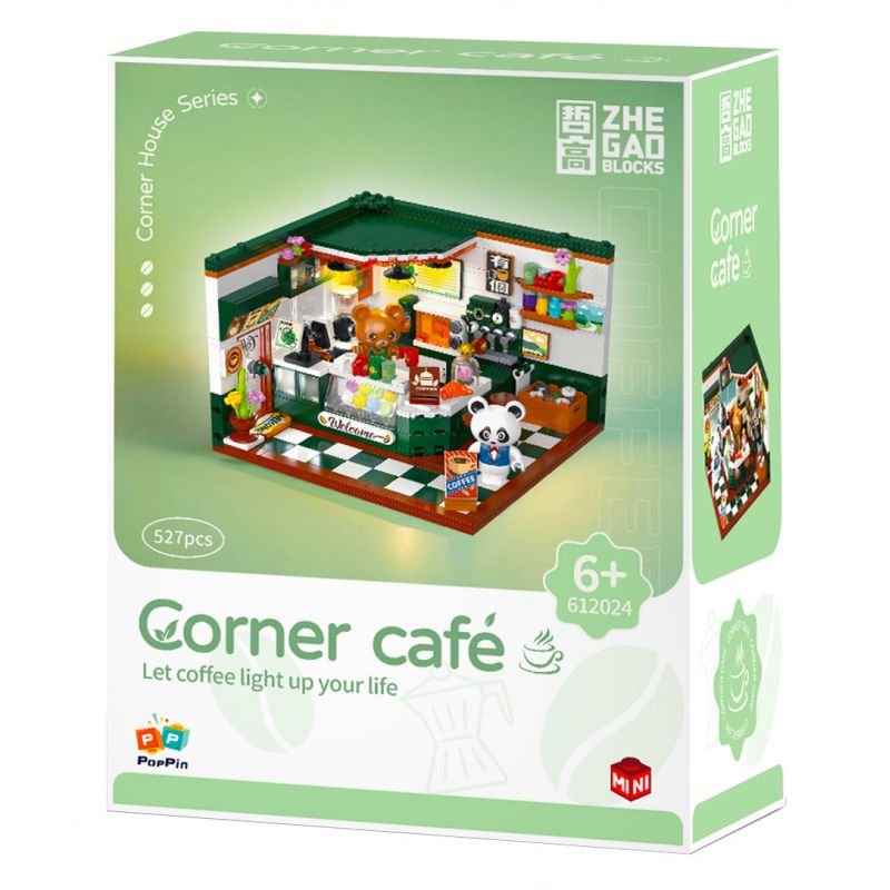 ZHEGAO 612024 QUÁN CÀ PHÊ GÓC PHỐ bộ đồ chơi xếp lắp ráp ghép mô hình CORNER CAFE 527 khối