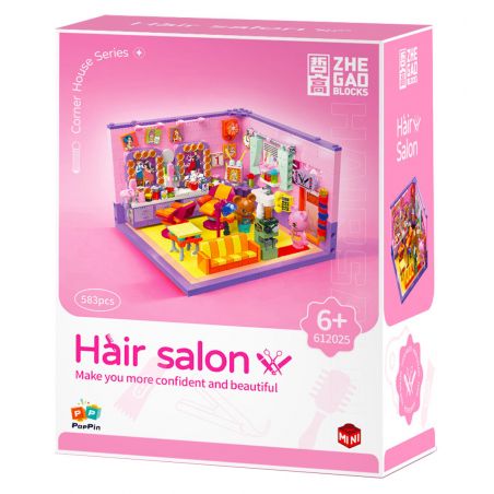 ZHEGAO 612025 CỬA HÀNG LÀM TÓC bộ đồ chơi xếp lắp ráp ghép mô hình HAIR SALON 583 khối