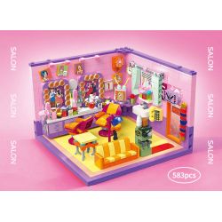 ZHEGAO 612025 CỬA HÀNG LÀM TÓC bộ đồ chơi xếp lắp ráp ghép mô hình HAIR SALON 583 khối