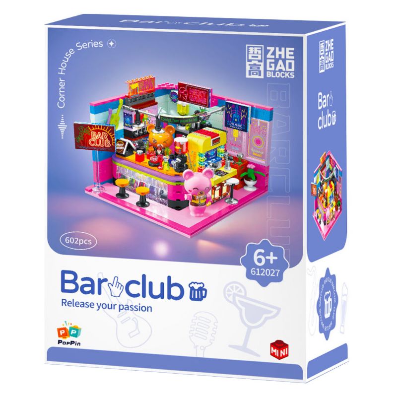 ZHEGAO 612027 CÂU LẠC BỘ QUÁN BAR bộ đồ chơi xếp lắp ráp ghép mô hình BAR CLUB 602 khối