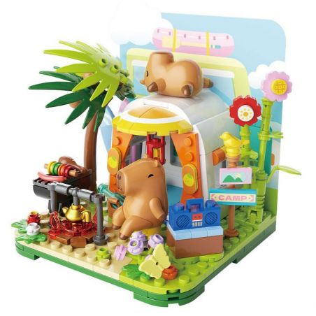 JAKI GK003 CẮM TRẠI BÌNH TĨNH Ở CAPIBALA bộ đồ chơi xếp lắp ráp ghép mô hình CAPYBARA