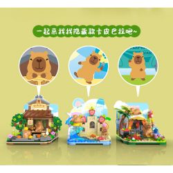 JAKI GK003 CẮM TRẠI BÌNH TĨNH Ở CAPIBALA bộ đồ chơi xếp lắp ráp ghép mô hình CAPYBARA