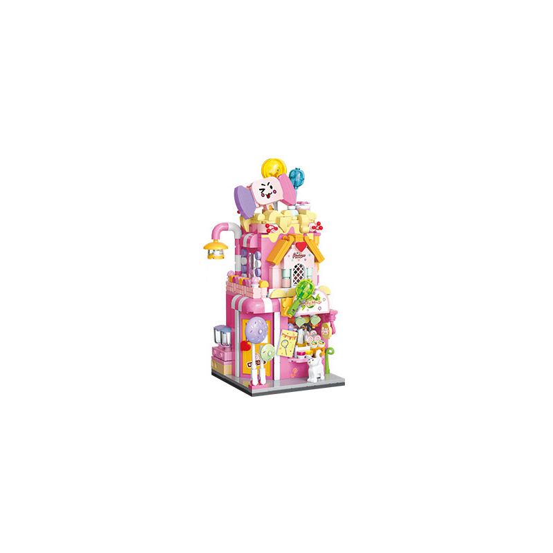 BALODY 21200 NGÔI NHÀ KẸO CẦU VỒNG bộ đồ chơi xếp lắp ráp ghép mô hình CANDY SHOP 498 khối