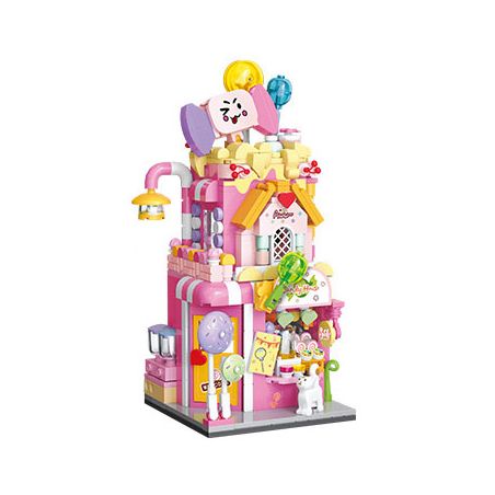 BALODY 21200 NGÔI NHÀ KẸO CẦU VỒNG bộ đồ chơi xếp lắp ráp ghép mô hình CANDY SHOP 498 khối