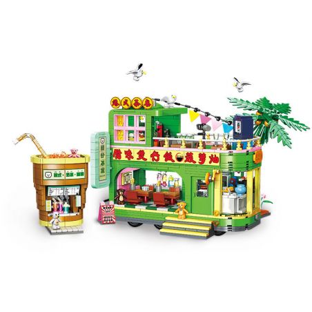 JIESTAR JJ9071 9071 NHÀ HÀNG GẤU PHONG CÁCH HỒNG KÔNG bộ đồ chơi xếp lắp ráp ghép mô hình HONG KONG STYLE XIONG ZAI RESTAURANT 1330 khối