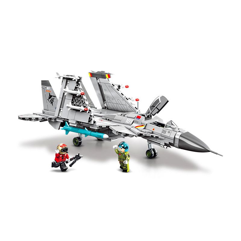 SEMBO 202248 MỘT QUỐC GIA HÙNG MẠNH MÁY BAY CHIẾN ĐẤU TRÊN TÀU SÂN J-15 bộ đồ chơi xếp lắp ráp ghép mô hình Military Army Quân Sự Bộ Đội 645 khối