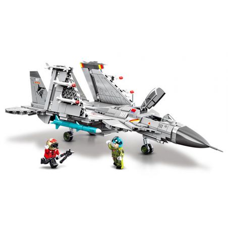 SEMBO 202248 MỘT QUỐC GIA HÙNG MẠNH MÁY BAY CHIẾN ĐẤU TRÊN TÀU SÂN J-15 bộ đồ chơi xếp lắp ráp ghép mô hình Military Army Quân Sự Bộ Đội 645 khối