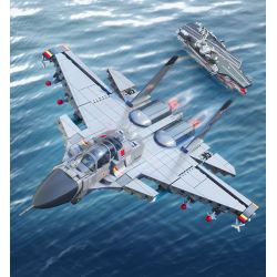 SEMBO 202248 MỘT QUỐC GIA HÙNG MẠNH MÁY BAY CHIẾN ĐẤU TRÊN TÀU SÂN J-15 bộ đồ chơi xếp lắp ráp ghép mô hình Military Army Quân Sự Bộ Đội 645 khối