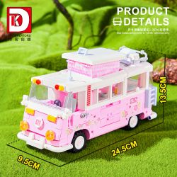 DK 6017 XE BUÝT DU LỊCH BARBIE bộ đồ chơi xếp lắp ráp ghép mô hình Creator BARBIE DREAMTOWN PINK BUS Sáng Tạo 852 khối