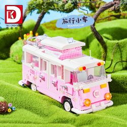 DK 6017 XE BUÝT DU LỊCH BARBIE bộ đồ chơi xếp lắp ráp ghép mô hình Creator BARBIE DREAMTOWN PINK BUS Sáng Tạo 852 khối